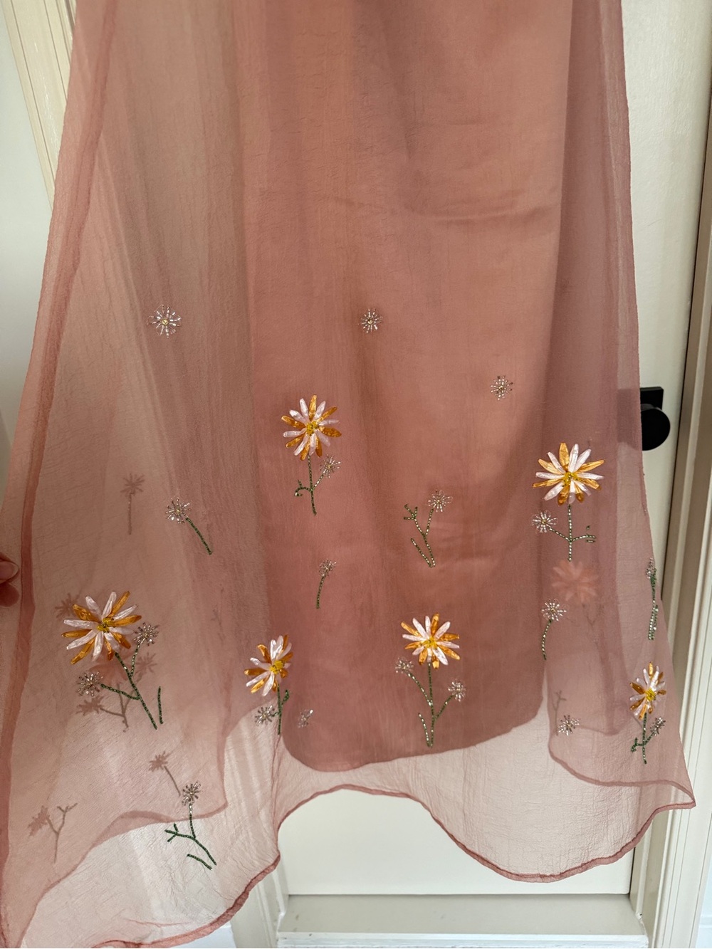 Staud Albee Floral Beaded Organza Gown Maxi Dress in Pink Size Medium - Picture 5 of 9